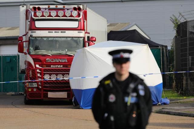 Police activity at the Waterglade Industrial Park in Grays, Essex, after 39 bodies were found inside a lorry container on the industrial estate. (Photo: Aaron Chown/PA Wire)