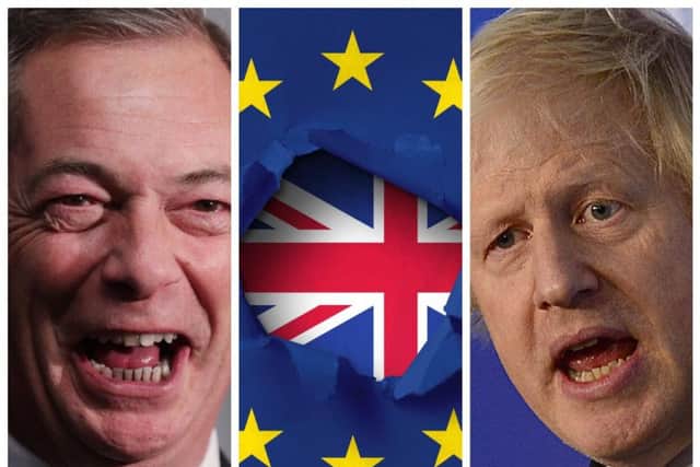 Brexit Party leader, Nigel Farage (left) and Conservative party leader and Prime Minister Boris Johnson.