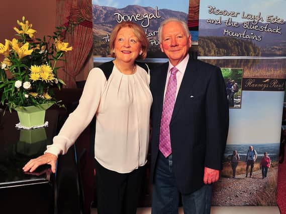 Gay Byrne and wife of 55 years, Kathleen Watkins, pictured in Harvey's Point, Co. Donegal.