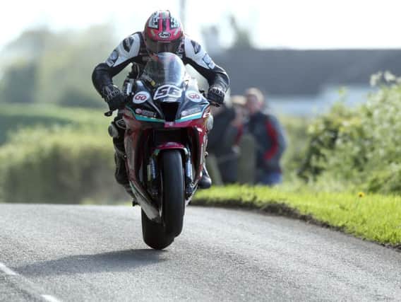 Adam McLean on the McAdoo Kawasaki at the Tandragee 100 in May. Picture: Stephen Davison/Pacemaker Press.