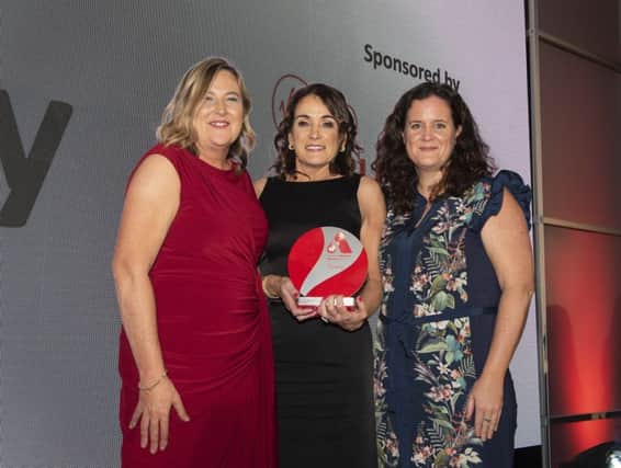 Women in Business chief executive Roseann Kelly, Businesswoman of the Year Edel Doherty and Alison Bawn, Virgin Media Business.