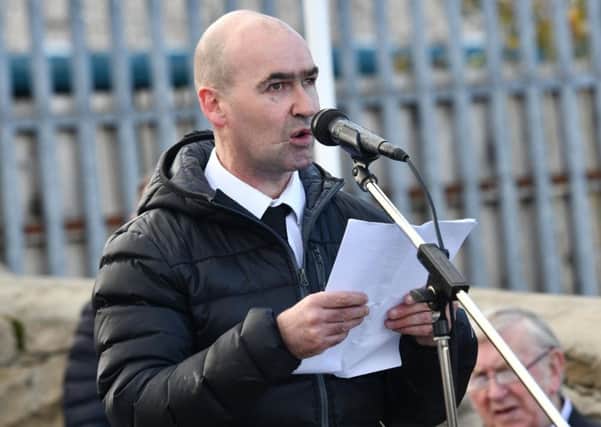 Sean Kelly attends a commemoration in Belfast last year for his fellow Shankill bomber Thomas Begley, who died along with nine others, all Protestants, in the attack. 
Pic Pacemaker