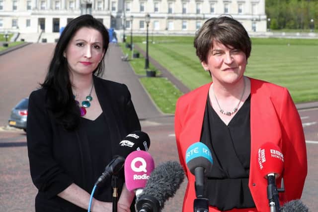 Emma Little Pengelly (left) is under enormous pressure in South Belfast. If she loses, it would in turn put pressure on DUP leader Arlene Foster