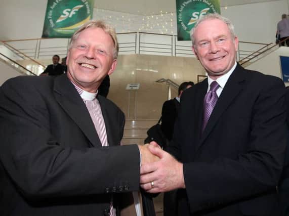 First Derry Presbyterian Minister Rev David Latimer with the late Martin McGuinness