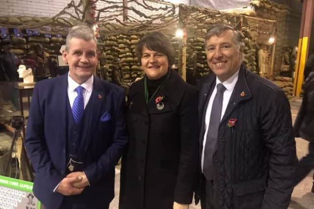 David McCallion (left) with Arlene Foster and Paul Girvan at War Years Remembered