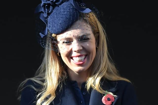 Carrie Symonds (left), the partner of Prime Minister Boris Johnson, and Catherine Swindley, the wife of Commons Speaker Sir Lindsay Hoyle, during the Remembrance Sunday service at the Cenotaph memorial in Whitehall, central London.