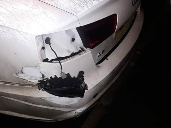 Picture of damaged car released by the PSNI.