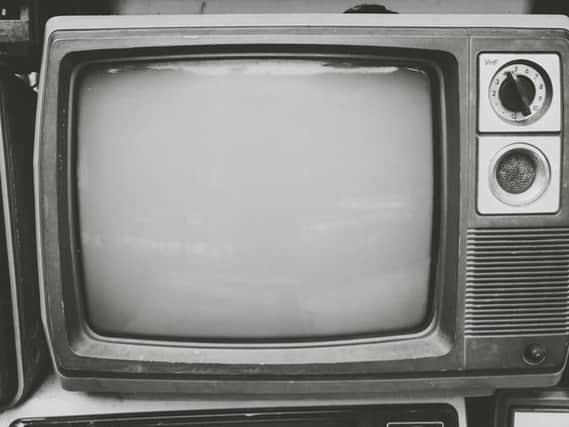 A black and white TV
