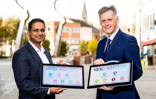 Mark Bleakney, (left) Southern Office Regional Manager, Invest NI and Deepak Samson, founder and CEO, Connected Care Solutions.