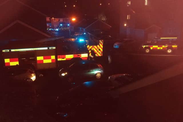 The scene from Larne as emergency services focused a major operation on the River Inver tonight.