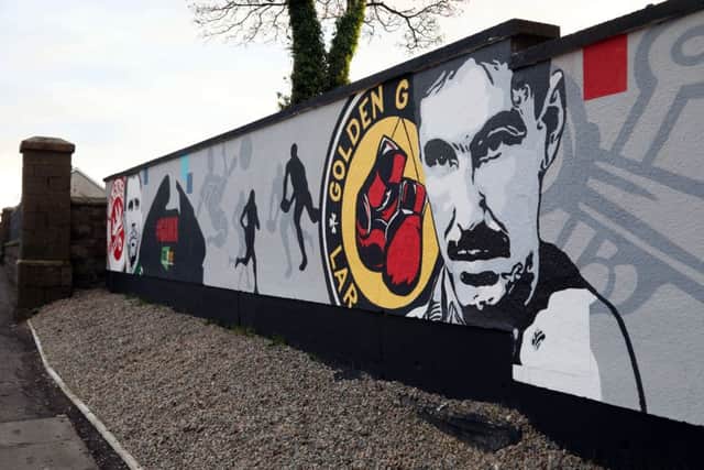 The new look wall on a main route into Larne town.