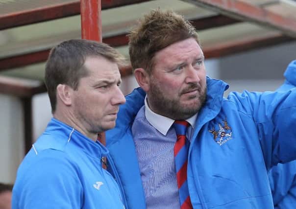 John Bailie (left) and Niall Currie during time together at Ards. Pic by Pacemaker.