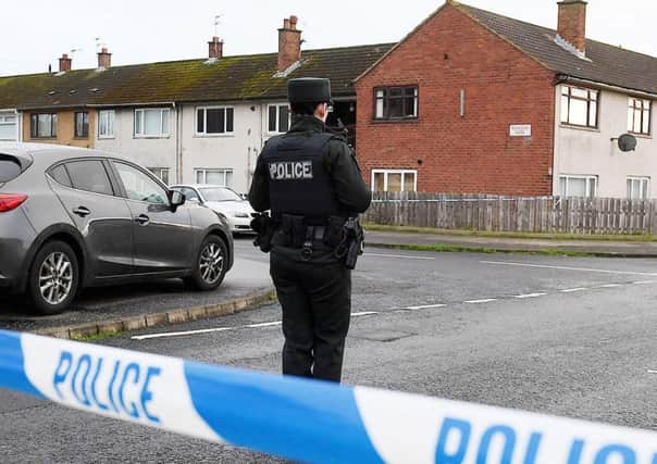 The scene in the Woodburn area of Carrickfergus where police and forensic teams attended a sudden death Saturday night.  Picture by Jonathan Porter/PressEye