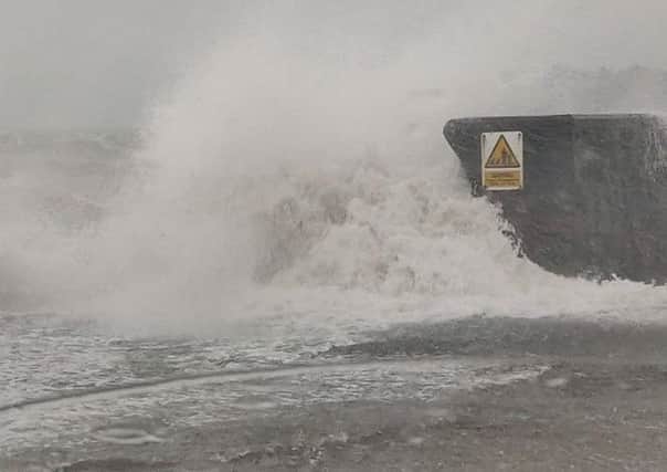 The sea wall at Carrickfergus was breached during the storm.