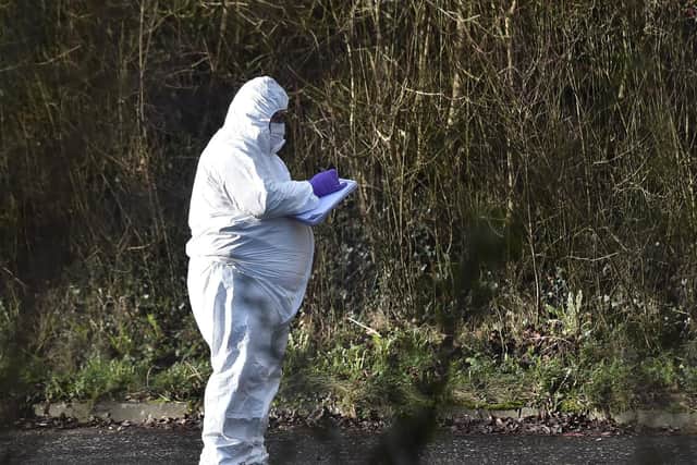 Forensic teams probe murder scene