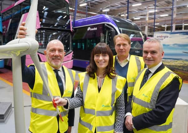 L-R Energia Group Chief Executive Ian Thom,Infrastructure Minister Nichola Mallon, Wrightbus Chairman Jo Bamford and Translink Group Chief Executive Chris Conway pictured as Belfast is set to receive the first ever hydrogen-powered double decker buses in Ireland before the end of 2020