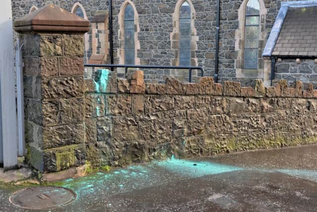 Criminal damage to St MacMissi's Church has drawn condemnation. INLT 07-002-PSB