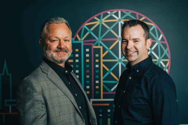 Bazaarvoice CEO Keith Nealon and Belfast site leader Seamus Cushley at the companys offices in the city centre