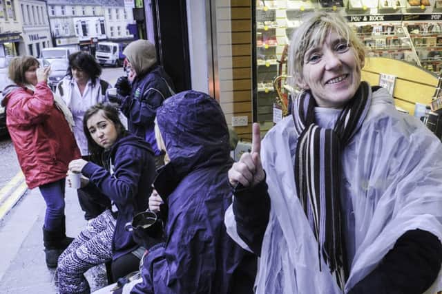 Number one fan...Despite tickets not going on sale until Thursday, Siobhan McLaughlin heads the queue outside Stewart's Music Shop in Irish Street, Dungannon to purchase tickets for the Garth Brooks Concert at Croke Park in July. INTT0614-101ar.