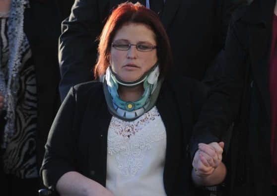 Sarah Hanna at the funeral of her 8 year old son,  Adam Gilmour.