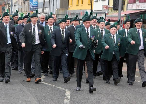 Stepping out smartly in Ballymena on Saturday for the Royal Irish parade. INBT 12-939H