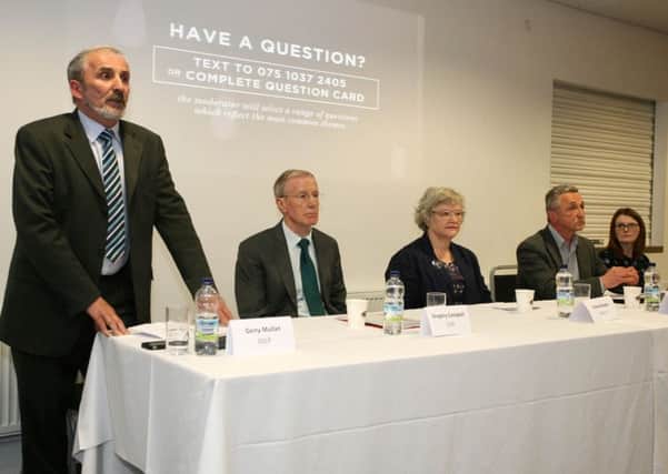 Gerry Mullan (SDLP), Gregory Campbell (DUP), Yvonne Boyle (Alliance), William McCandless (UUP), and Caoimhe Archibald (Sinn Féin).