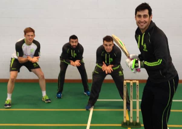 David Rankin, Craig Young, Stuart Thompson and Andy McBrine at the launch of the new NW Indoor Cricket League