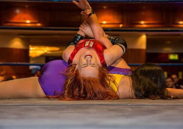 Lauren in action at a Pro Wrestling Ulster promotion