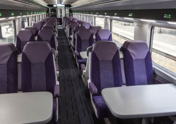 The interior of one of the newly refurbished Enterprise Dublin-Belfast trains