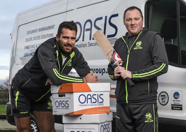 Ireland internationals Max Sorensen and Andrew Poynter help announce the commercial partnership with Oasis Group