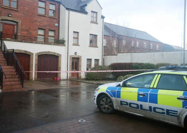 Police at the scene in Moira where a man was stabbed in the early hours of Monday morning