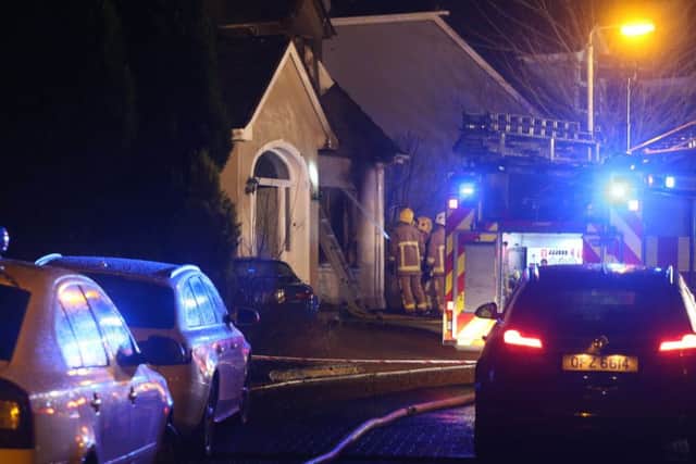 McAuley Multimedia 12/01/16.. NIFRS tackle a house fire at Woodcroft Brae in Ballymena Pic Steven McAuley/McAuley Multimedia