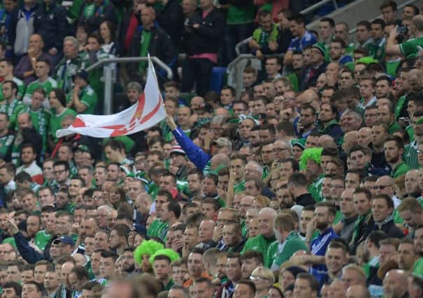 Northern Ireland flag being flown at one of the football team's games