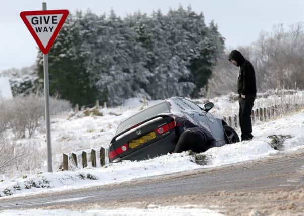 This unlucky driver saw his car go off the road in icy conditions at the hairpin at Dundrod just outside Belfast