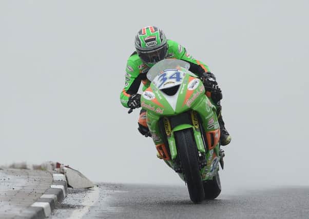 Alastair Seeley on the Gearlink Kawasaki at the North West 200 in 2013.