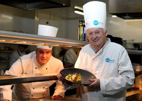 Sir William Hastings, right, with executive head chef Paul McKnight. Hastings Hotels are serving breakfast all day in January