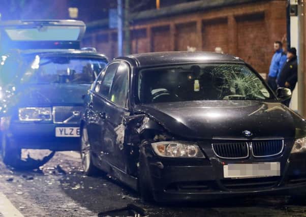 The scene of the crash in west Belfast.