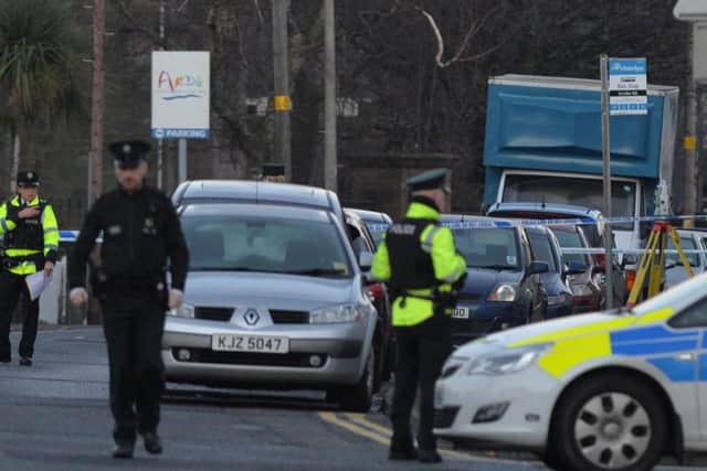 Police and emergency services at the scene of the traffic accident on Scrabo Road in Newtownards