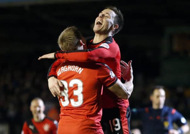 Rangers' Barrie McKay (right) celebrates scoring his side's second goal with team-mate Martyn Waghorn