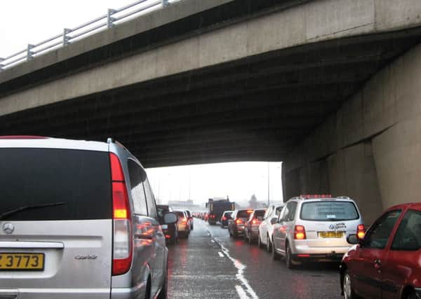 Traffic at a virtual standstill on M2 coming into Belfast, c.9.30am