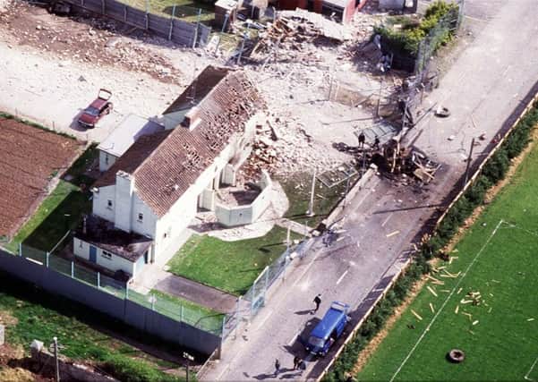 Aerial view of the scene of the 1988 Loughgall attack that was folied by the SAS, in what is now said to have been a disproportionate response. Pic Pacemaker