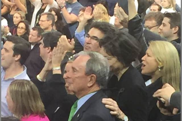 Michael Bloomfield, former mayor of New York, at Bruce Springsteen concert, Madison Squ Gdns, Wednesday January 27 2016. Taken by Ulster Unionist councillor Graham Craig