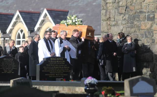 The funeral of Mollie Holmes. who was 101-years-old, and from Ballymoney