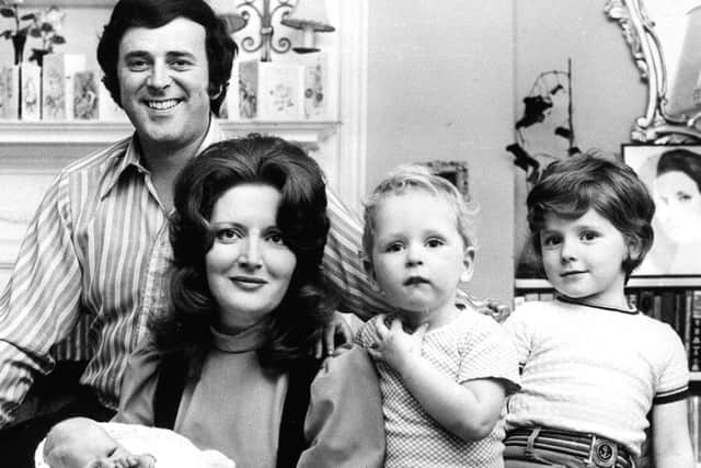 Sir Terry Wogan in September 1972 with wife Helen with their baby daughter Katherine at three weeks old, and their sons Alan, five (right), and Mark, two