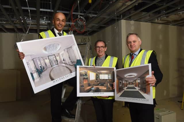 Rajesh Rana, left, with Philip Rodgers of Philip Rodgers Design, and Lewis McCallan, senior corporate manager with Danske Bank