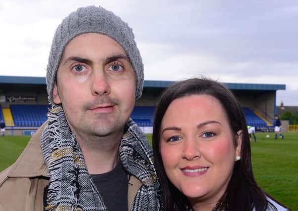 PACEMAKER BELFAST  07/05/2015
Mark Farren Charity Football Fund Raiser.
Mark and his wife Terri-Louise pictured at the Glenavon and Derry City legend's game this evenings game at Mourneview park in Lurgan Northern Ireland.
Photo Arthur Allison/Pacemaker Press
UPDATE : 03/02/2016 Former Derry City player Mark Farren has passed away, aged 33, after a battle with cancer.
Farren, the Candystripes all-time leading scorer, had travelled to a specialist clinic in Tijuana, northern Mexico last summer for treatment on a grade four brain tumour.
However, the Donegal native passed away this morning, with tributes flooding in for the talented striker.