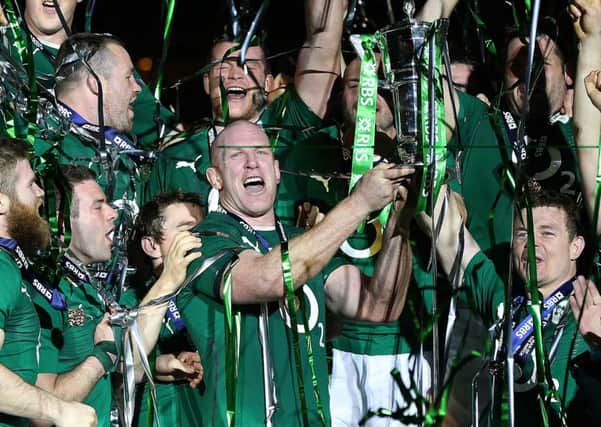Former captain Paul O'Connell lifts the Six Nations trophy
back in 2014