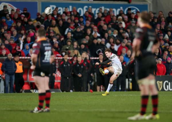 Paddy Jackson kicks the winning penalty for Ulster