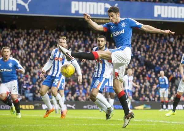 Rangers' Dominic Ball goes close during the William Hill Scottish Cup, Fifth Round match at the Ibrox Stadium, Glasgow. Picture: PA