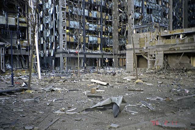 The aftermath of the bombing